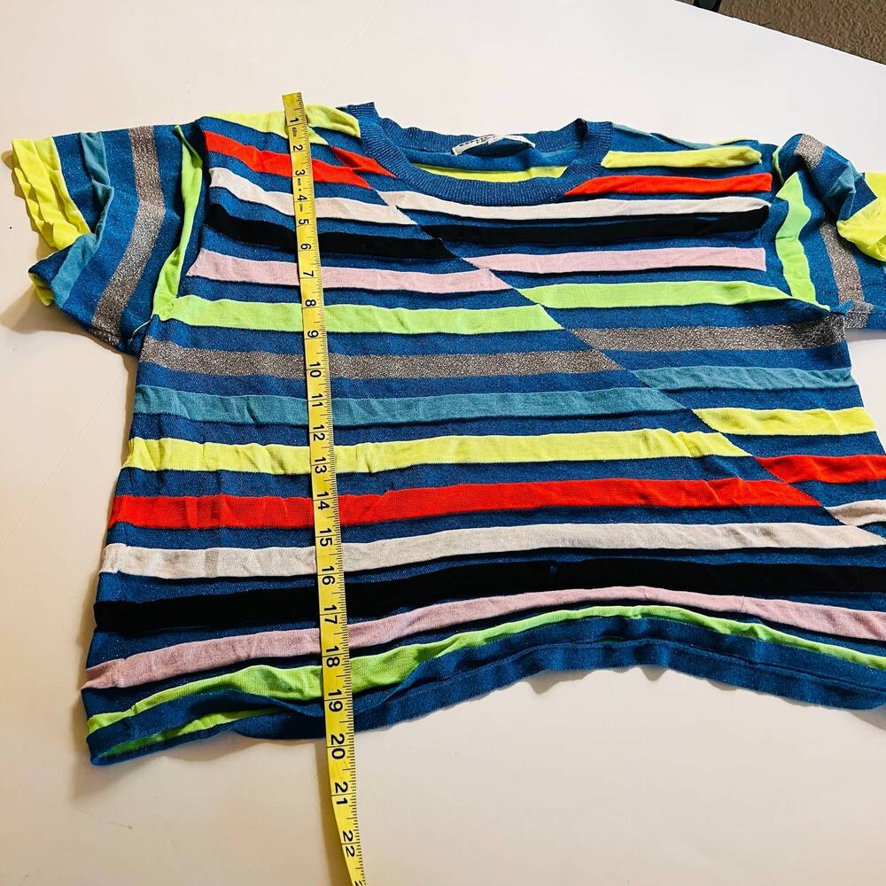 Replica Los Angeles Multicolored Striped Boyfriend Crew Neck Top  Size Medium - Picture 7 of 7